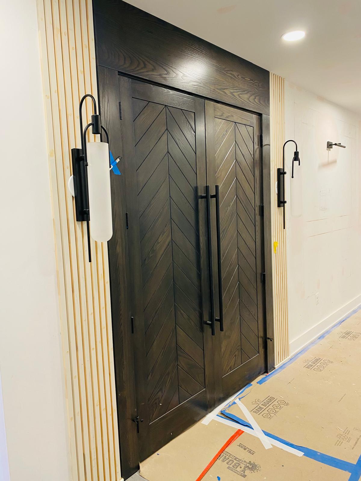Custom herringbone double doors